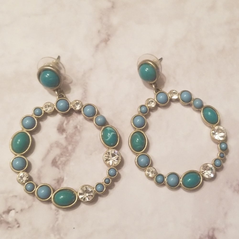 [Bloomingdale's] Turquoise & Crystal Drop Earrings